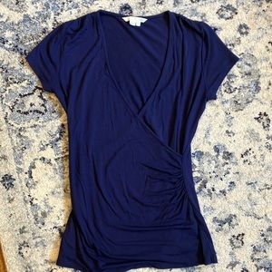 Boden blue shirt. Deep V-wrap shirt. Size 8.